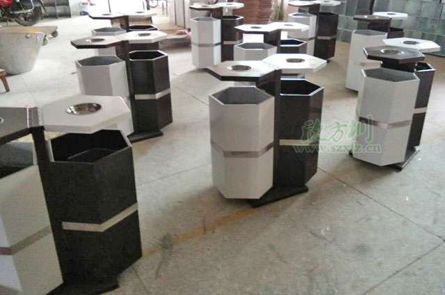 六角鋼制分類(lèi)垃圾桶欣方圳工廠生產(chǎn)圖