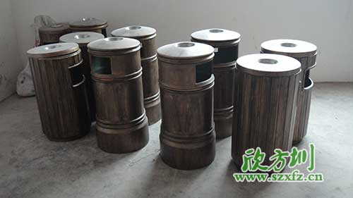  古意盎然，韶關園林仿銅玻璃鋼垃圾桶